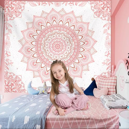Apdidl Pink Boho Wall Tapestry for Bedroom,Mandala Bohemian Tapestries Girl - color: Boho Pink Tapestry, size: 60"L x 51"W