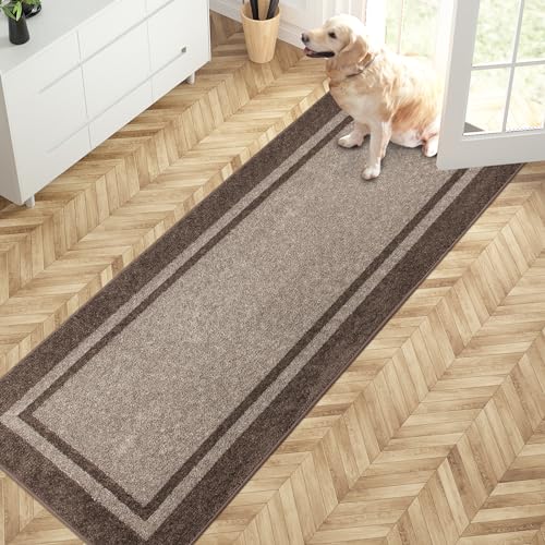 PURRUGS Hallway Runner Rug, 24" x 70", Beige & Grayish Brown - color: Beige & Grayish Brown, size: 24" X 70"