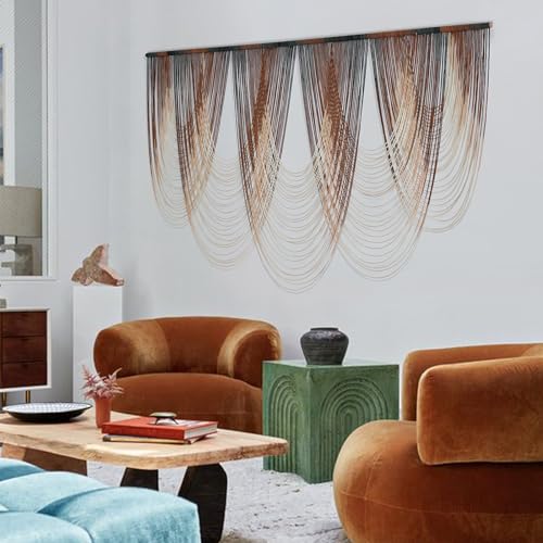Macrame Wall Hanging Dip Dyed Brown Fiber Tapestry Boho Decor 57" W x 41" L - color: Brown