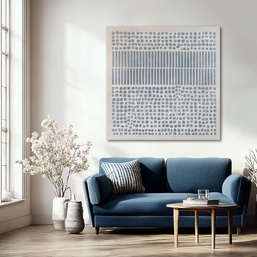 Framed Canvas Wall Art, Blue Abstract Oil Painting, Textured Wall Art, Ready to Hang, Modern Home Decor for Living Room Bedroom,40x40 Inch - color: Blue, size: 40"L x 40"W