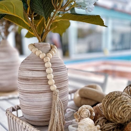 ALMA 9" Boho Flower Vase, Ceramic Pampas Grass Vases for Modern Farmhouse - color: Oval-white-9''