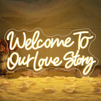 Welcome to Our Love Story Neon Sign Wedding Warm White Led Lights - color: Colorful-A-welcome to our lovestory