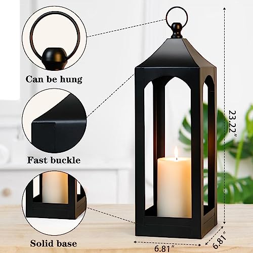 Modern Farmhouse Lantern Decor Metal Decorative Hanging Candle Lanterns - size: Large