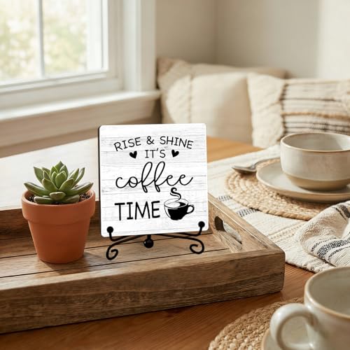 Minimalism Coffee Bar Decor, 5"x5" Coffee Bar Sign - color: Pure Driftwood White