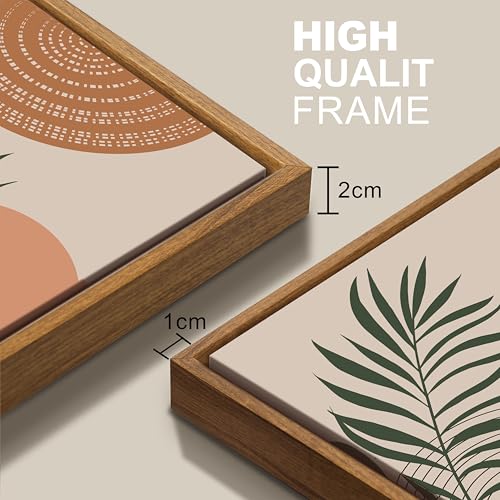3 Pcs Terracotta Botanical Framed Canvas Wall Art Prints Abstract 16"x24" - color: Boho Terracotta Geometric Line Botanical, size: 16"x24"x3Pcs