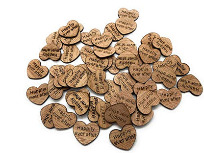 Happily Ever After Engraved Wooden Heart Table Scatter, 100 Count