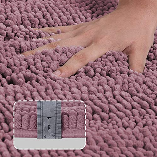Turquoize Small Bathroom Rug 17x24, Absorbent Chenille Bath Rug, Mauve/Rose - color: Mauve/Rose, size: 17" x 24"