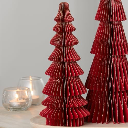 Your Heart's Content Set of 3 Red Honeycomb Paper Trees (Medium Set 3 Red) - color: Medium Set 3 Red
