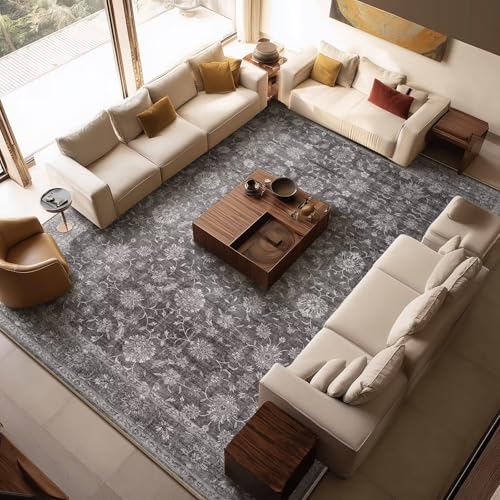 Washable 10x14 Area Rugs for Living Room, Charcoal Gray - color: Charcoal Gray, size: 10' x 14' (Rectangular)