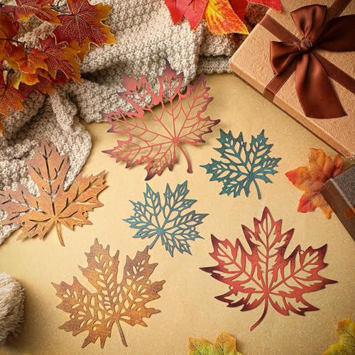 AceOrbit 6 Pcs Maple Leaves Metal Wall Art Fall Farmhouse Rustic Decor