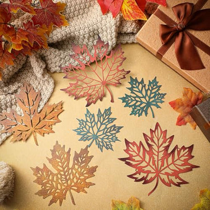 AceOrbit 6 Pcs Maple Leaves Metal Wall Art Fall Farmhouse Rustic Decor