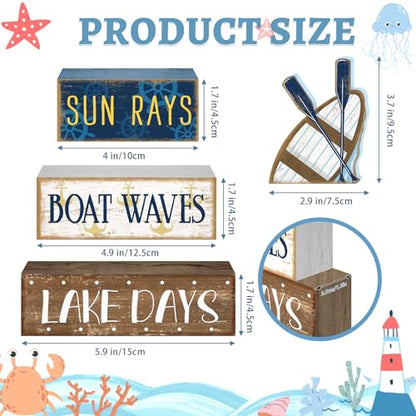 Britimes Tiered Tray Decor Set, 4 Pack, Wooden, Lake Boat - style: Boat