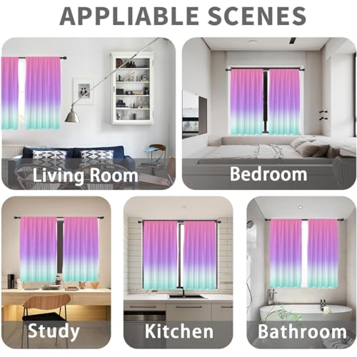 Pink Purple Curtains, Ombre, 2 Panels, 42" W x 63" L, Rod Pocket - color: Purple Pink, size: 42"W x 63"L (Pack of 2)