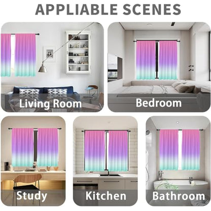 Pink Purple Curtains, Ombre, 2 Panels, 42" W x 63" L, Rod Pocket - color: Purple Pink, size: 42"W x 63"L (Pack of 2)