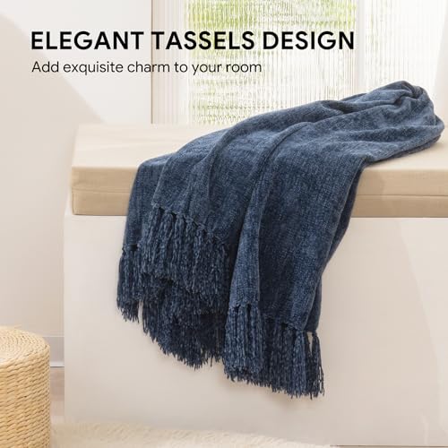 RECYCO Chenille Throw Blanket for Couch, 60"x80", Blue - color: Blue, size: 60'' X 80''