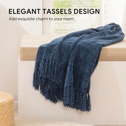 RECYCO Chenille Throw Blanket for Couch, 50"x60", Blue - color: Blue, size: 50'' X 60''