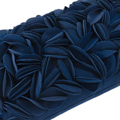 KINGROSE Handmade 3D Flower Throw Pillow Cover, 12x20 Inch, Navy Blue - color: Navy Blue - Persian Velvet