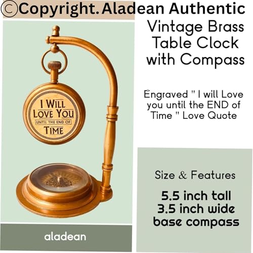 ALADEAN Personalized TableClock Compass Engraved (Custom Engraved) - style: Custom Engraved