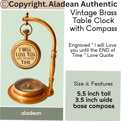 ALADEAN Personalized TableClock Compass Engraved (Custom Engraved) - style: Custom Engraved