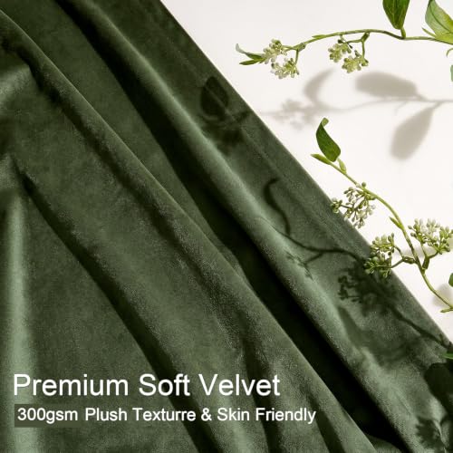 Hunter Green Velvet Pleated Blackout Curtains 108 Inches Long Room Darkening Thermal Insulated Drapes with Back Tabs for Bedroom Living Room Modern Luxury Style,2 Panels,40" W - color: Mossgreen, size: 40"W x 108"L (Pack of 2)