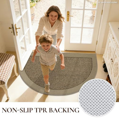 Dirt Trapper Door Mats 32" x 48", Non-Slip & Washable, Beige - color: Beige, size: 32" X 48" (Semicircular)