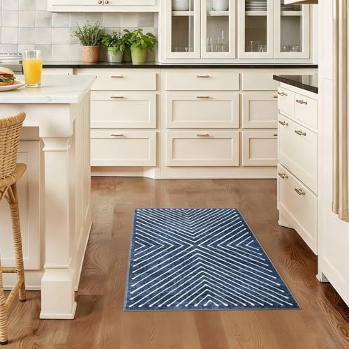 ROYHOME 2x3 Entryway Rug Indoor Door Mat Washable Non Slip Small Carpet - color: Navy, size: 2' x 3' (Rectangular)