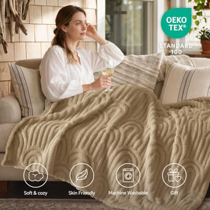 BEDELITE Light Brown Boho Fleece Twin Blanket for Bed, 60x80 Inches - color: Light Brown, size: Twin(60"x80")