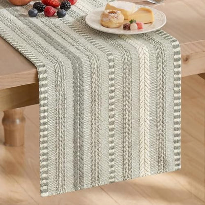 Artoid Mode Dark Grey Farmhouse Stripe Braided Table Runner 12x72 Inch - color: Dark Grey, size: 12" x 72", Table Runner