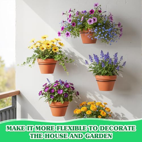 Menkxi Flower Pot Holder Wall Planter Ring Hanger Metal Wall Plant Hanging Pot Holder Mounted Hanging Bracket for Indoor Outdoor Home Garden Plant Flower Display, Black(6 Pcs,8 Inch) - size: 8 Inch