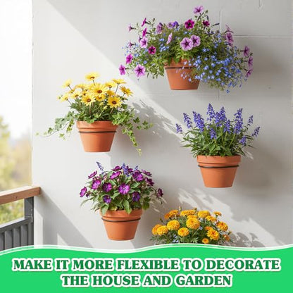Menkxi Flower Pot Holder Wall Planter Ring Hanger Metal Wall Plant Hanging Pot Holder Mounted Hanging Bracket for Indoor Outdoor Home Garden Plant Flower Display, Black(6 Pcs,8 Inch) - size: 8 Inch