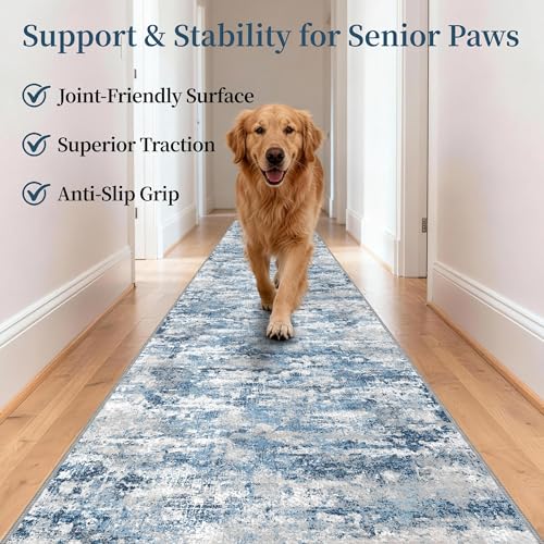 Modern Hallway Runner Rug 2x8,Textured Non Slip Carpet Runner,Ocean Blue - color: Abstract- Ocean Blue, size: 2' x 8' (Runner)