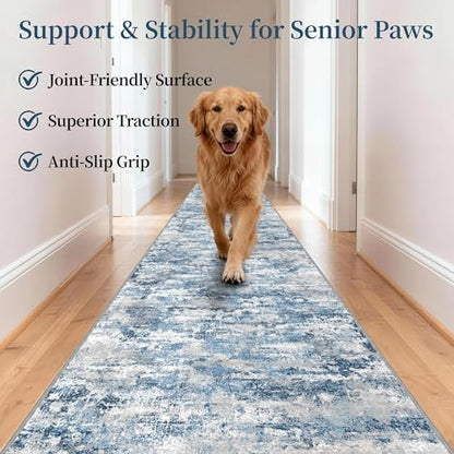 Modern Hallway Runner Rug 2x8,Textured Non Slip Carpet Runner,Ocean Blue - color: Abstract- Ocean Blue, size: 2' x 8' (Runner)
