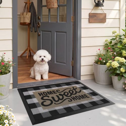 LUMI Outside Welcome Door Mat 24x36, Non-Slip Durable Rubber Easy Clean - color: Sweet Home, size: 24"x36"