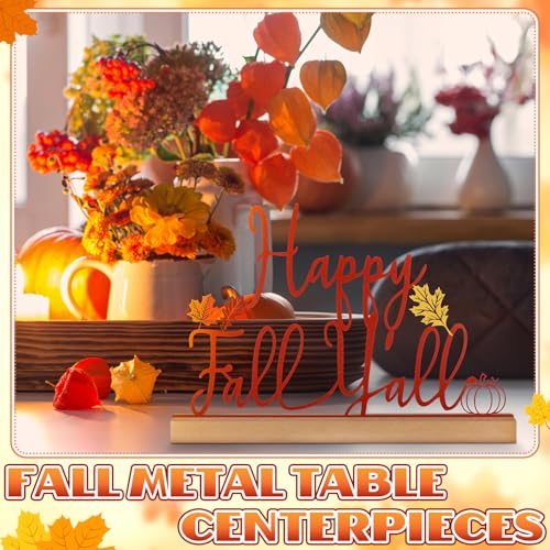 Yaocom Happy Fall Sign Autumn Table Centerpiece Metal Letter Decor 13.78" - style: Fall