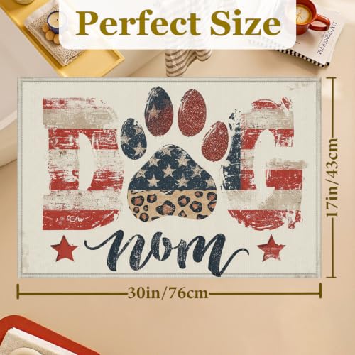 American Flag Dog Mom Bath Mat Rug, Dog Lover Door Mat Doormat Entrance Non-Slip Bathroom Rugs for Entryway Bathroom Kitchen 17 x 30 Inch - color: American Flag Dog Mom