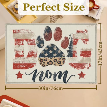 American Flag Dog Mom Bath Mat Rug, Dog Lover Door Mat Doormat Entrance Non-Slip Bathroom Rugs for Entryway Bathroom Kitchen 17 x 30 Inch - color: American Flag Dog Mom