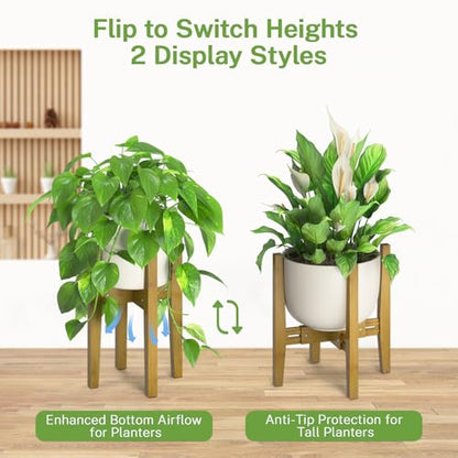 iDavosic.ly Adjustable Bamboo Plant Pot Stand, Fits 8-12 In Planter, Brown - color: Bamboo Brown, size: 1 Pack