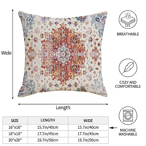 Boho Throw Pillow Covers 16x16 Orange and Blue Teal Ethnic Pillows - color: Boho, size: 16" x 16" (Pack of 2)