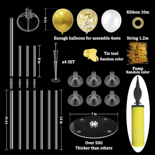 ZJDHPTY Gold Birthday Decorations, 4 Set Balloon Stand with Gold Balloons - color: Gold 4