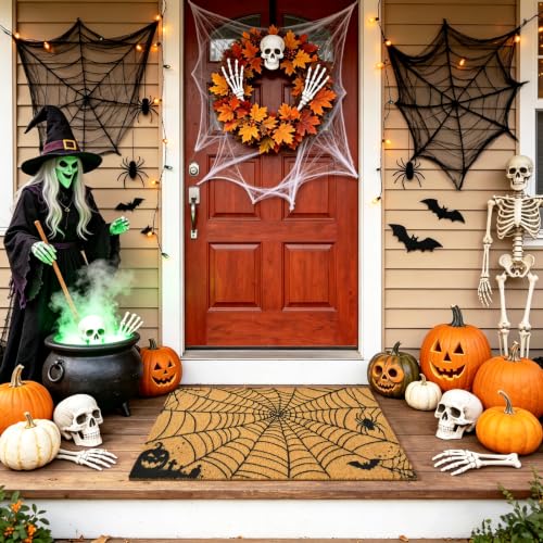 Halloween Welcome Mat Scary Web Non-Slip Front Door Mat, 17x29 in - color: Scary Web