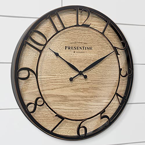 Presentime 21" Farmhouse Series Wall Clock - color: Oil Rubbed Bronze, size: 21 inch