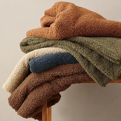 HiEnd Accents Teddy Dark Oak 60x90 inch Boucle Throw Blanket - color: Dark Oak, size: 60" x 90"