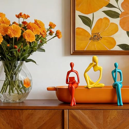 AceOrbit 3 Pcs Mid Century Modern Decor, Thinker Statues Bookshelf Decor - style: Thinker