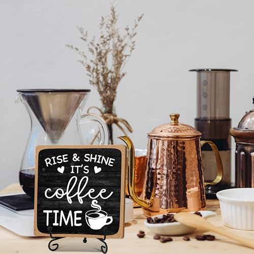 Farmhouse Coffee Bar Sign, Rise & Shine It's Coffee Time - color: Farmhouse Coffee