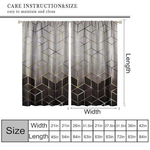 Geometric Marble Curtains, Black Gold Abstract Geometry Pattern Texture Window Treatments for Bedroom Living Room, Black Luxury Marble Drape 2 Panel Sets,52x84 Inch Blackout - color: Marble-4, size: 26"W x 84"L (Pack of 2)