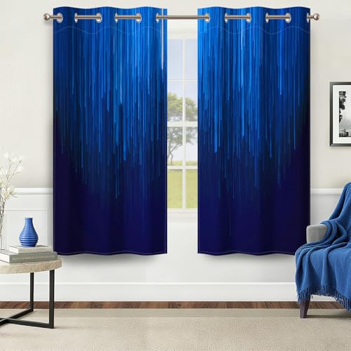 Navy Blue Blackout Curtains for Bedroom, Ombre Blackout Curtains 63 Inch Length 2 Panels Set, Thermal Insulated Room Darkening Drapes with Grommet Top, 42W x 63L - color: 04 Blue, size: 42"W x 63"L (Pack of 2)