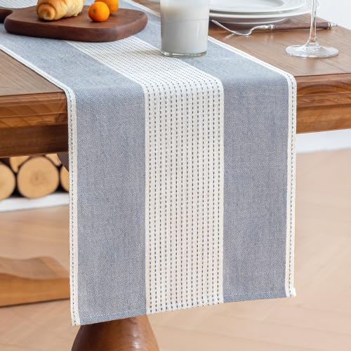 Line Macrame Table Runner, Blue Table Runners 36 Inches Long - color: Blue, size: 13"x36"