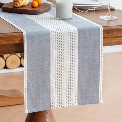 Line Macrame Table Runner, Blue Table Runners 36 Inches Long - color: Blue, size: 13"x36"