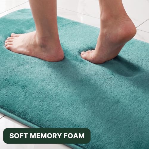 H.VERSAILTEX Bath Mat Set Flannel Velvety Luxury Extra Soft Absorbent Non Slip Bathroom/Bedroom Rugs (Curved Set 20"x 32" Plus 20"x 20"U, Eggshell Blue) - color: Eggshell Blue, size: 20" x 32" Plus 20" x 20" U