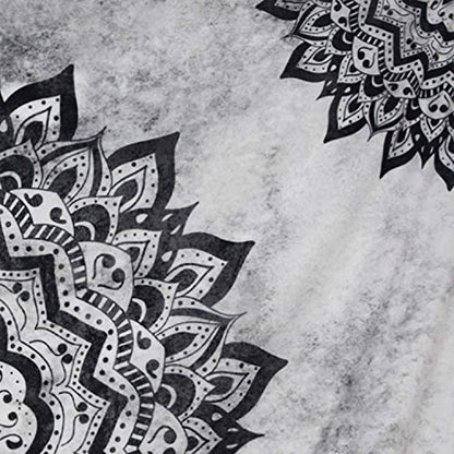Leofanger Black and White Mandala Wall Tapestry - Bohemian Flower Psychedelic Hippie Wall Hanging for Bedroom (51.2 x 59.1inches) - size: 59.1"L x 51.2"W